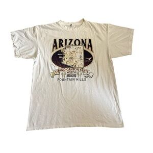 Vintage ARIZONA Grand Canyon Sierra Madre Anvil T-Shirt White Size L Distressed